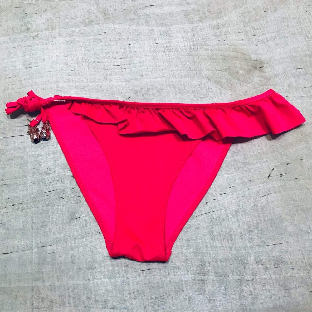 H&M Bikini Ruffles Bottom Pineapple Accessorie Neon Pink